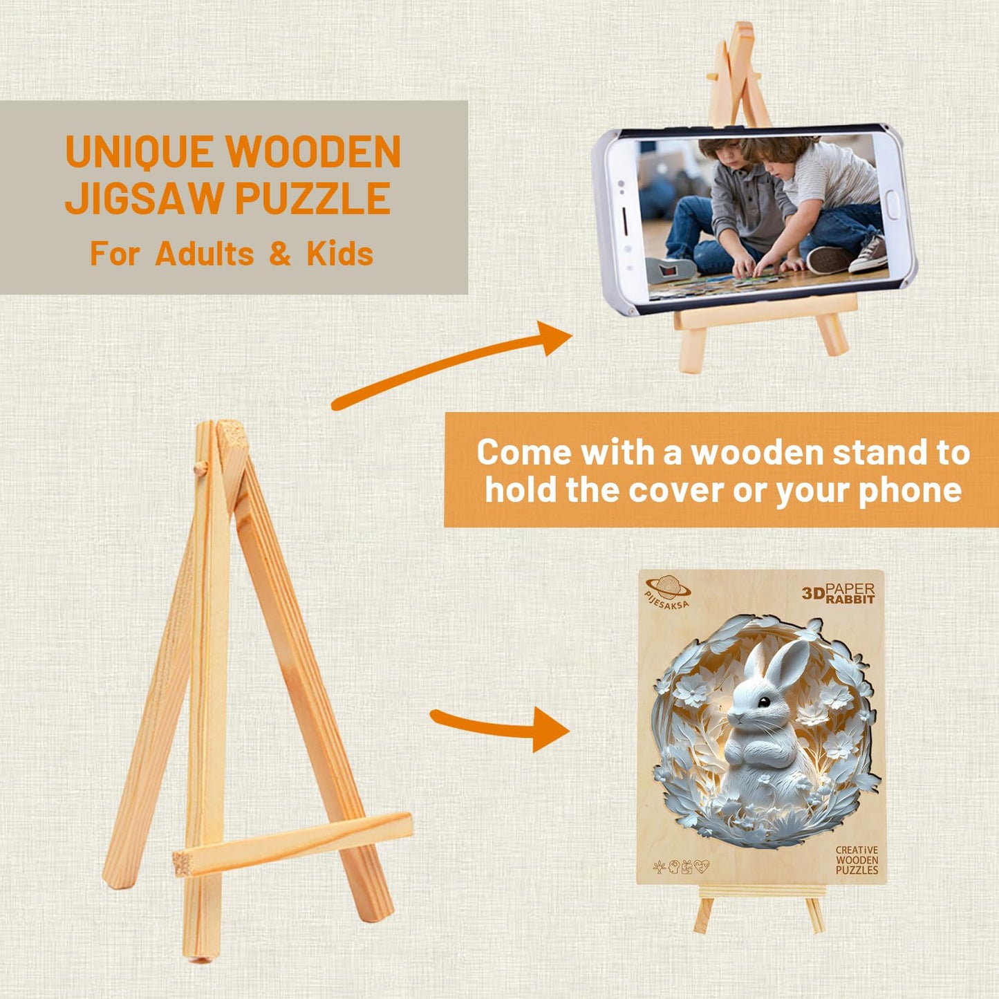 🐇3D Bunny Wooden Jigsaw Puzzle